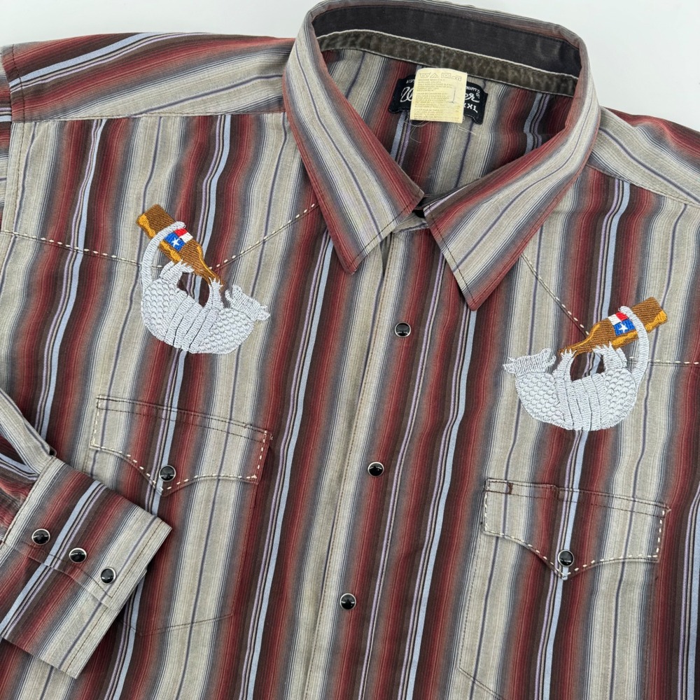 Wrangler Embroidered Lone Star‎ Beer Armadillo XXL Texas Western Rodeo Cowboy